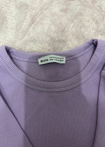 Bershka Uzun Kollu Lila Crop - Görsel 3