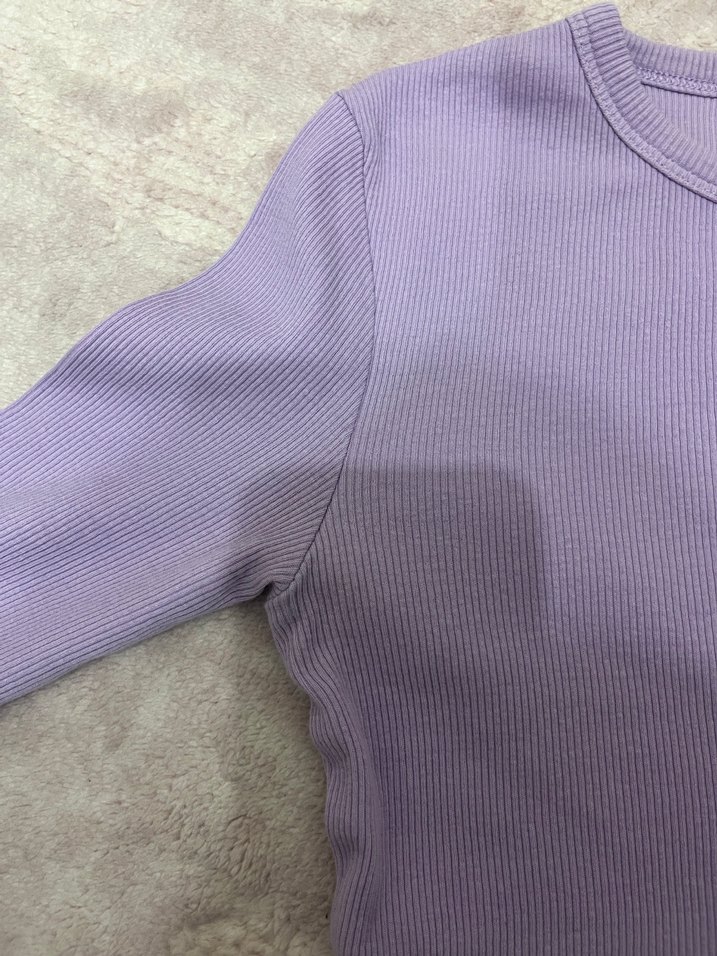 Bershka Uzun Kollu Lila Crop - Görsel 4