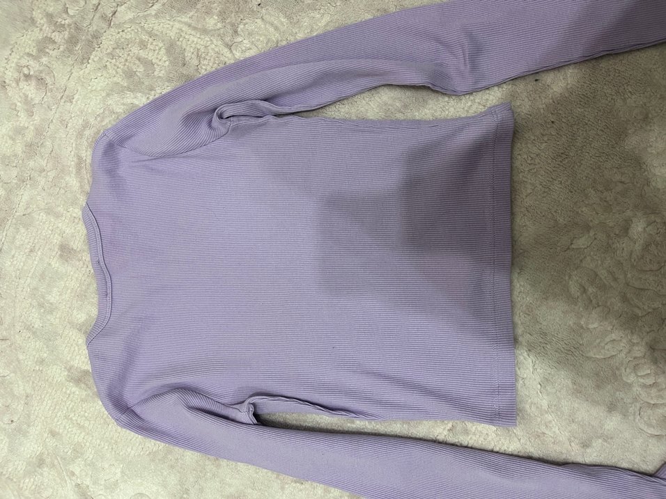 Bershka Uzun Kollu Lila Crop - Görsel 5