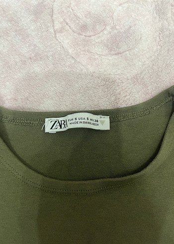 Zara Yeşil Kısa Kollu Basic Kadın Tişört - Görsel 2