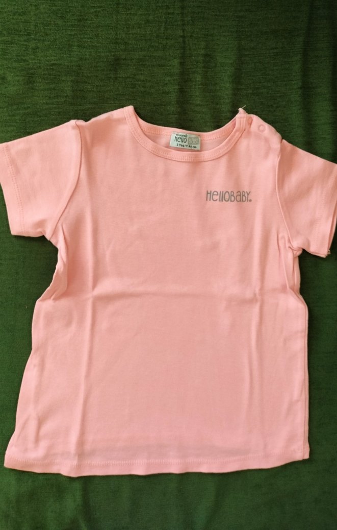 Pembe Kız Çocuk Tişörtü, Bisiklet Yaka, Kısa Kollu - Görsel 3