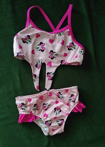 Pembe Minnie Mouse Desenli Kız Çocuk Bikini