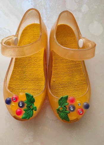 Boncuklu Sarı Çiçekli Kız Terliği - Görsel 6