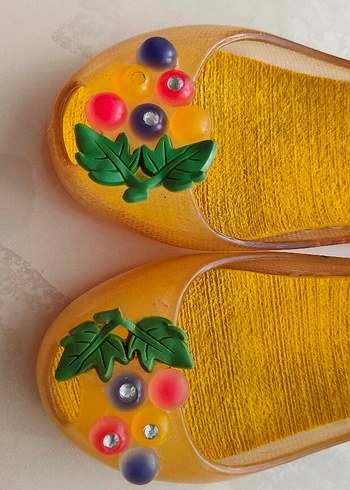 Boncuklu Sarı Çiçekli Kız Terliği - Görsel 7