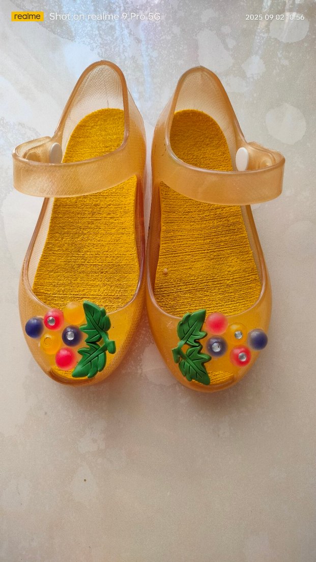 Boncuklu Sarı Çiçekli Kız Terliği - Görsel 2