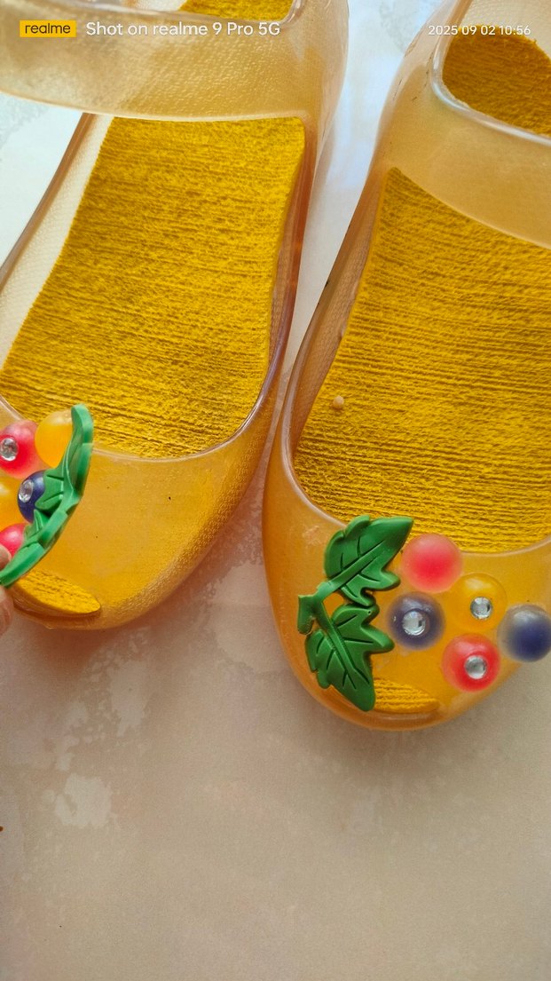 Boncuklu Sarı Çiçekli Kız Terliği - Görsel 5