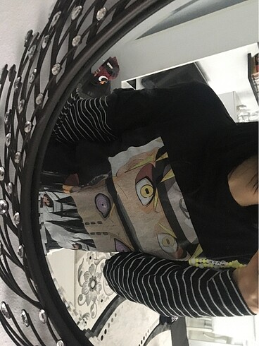 naruto anime çizgili kollu t-shirt