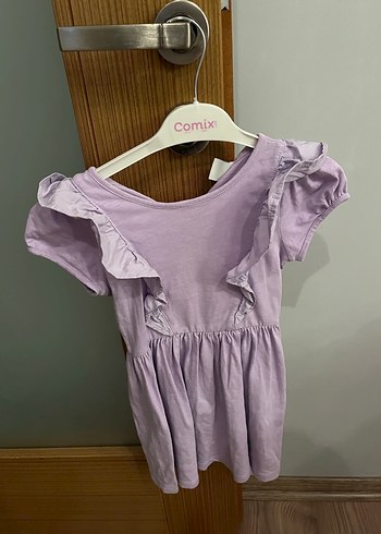 Kız Çocuk Lila Pamuklu Fırfırlı Elbise