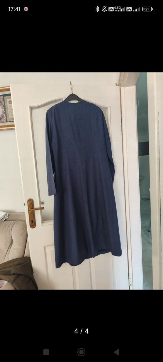 Kadın Yazlık Düğmeli Lacivert Uzun Denim Pardesü - Görsel 4