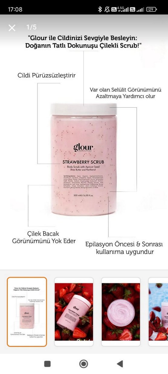 Glour Çilek Vücut Peelingi 500 ml - Görsel 2