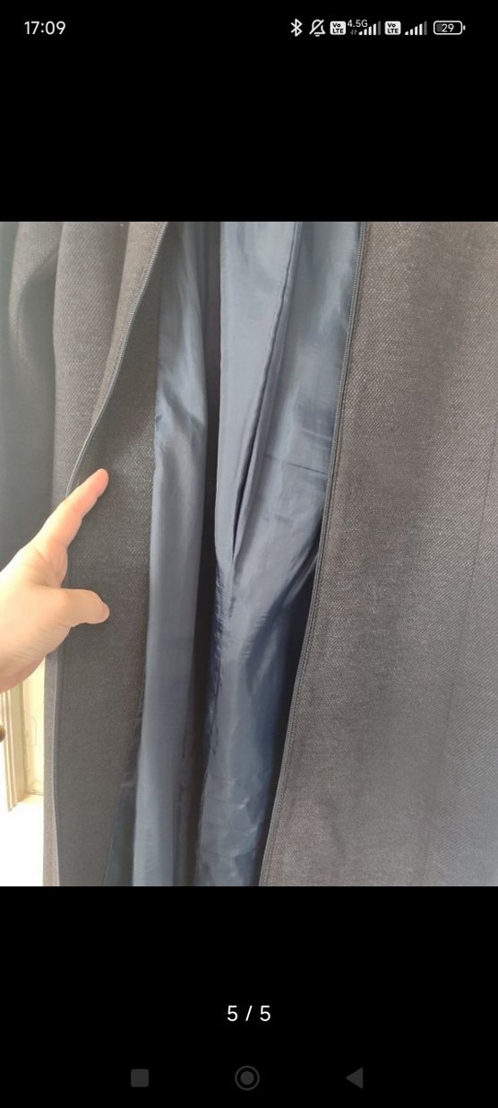 Gri Uzun Kadın Kaban Fermuarlı - Görsel 5