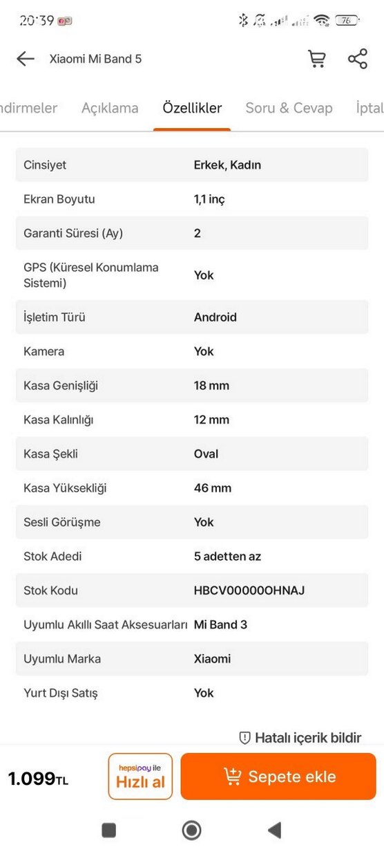 Xiamio Mi Band 5  Siyah Akıllı Bileklik/ Unisex - Görsel 2