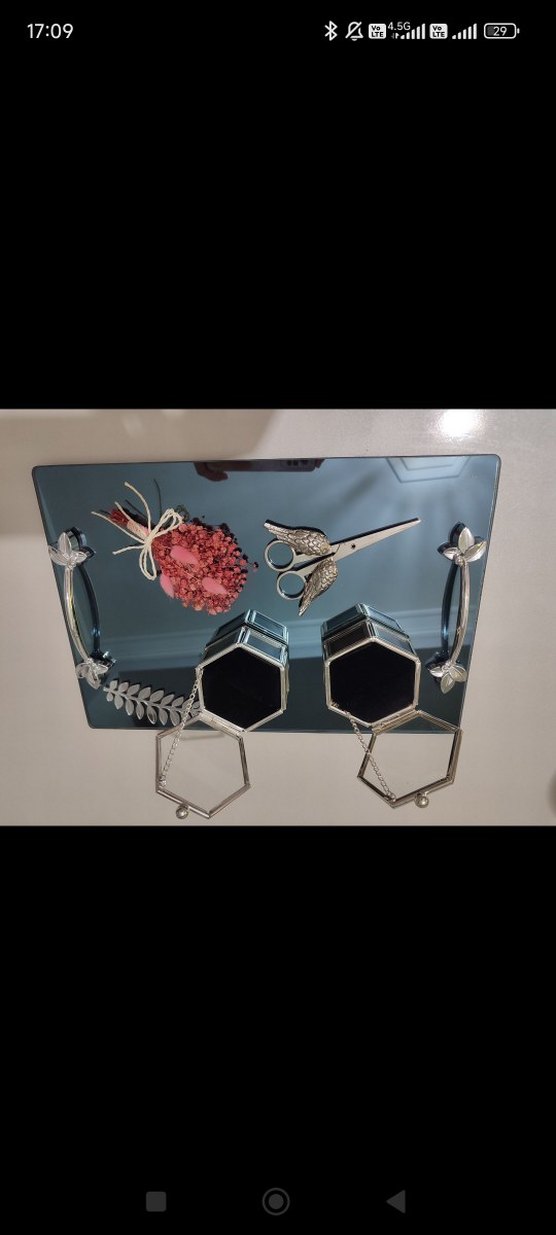 Nişan& Söz Bordo Bohem Çiçek Desenli Tepsi Seti - Görsel 3