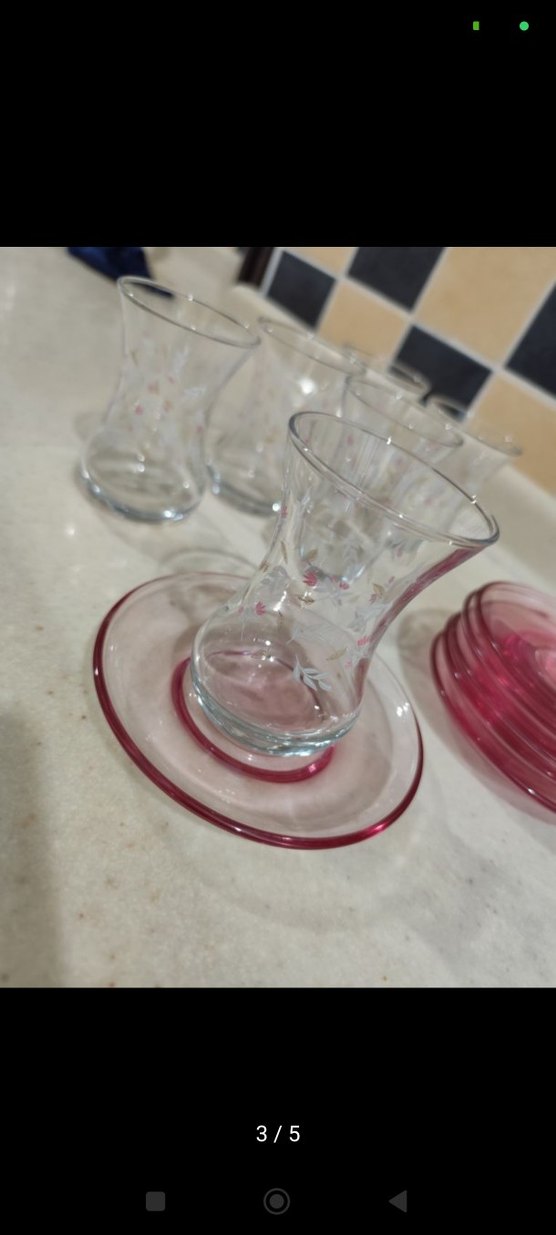 Pembe Tabaklı Cam Bardak Seti - Görsel 3