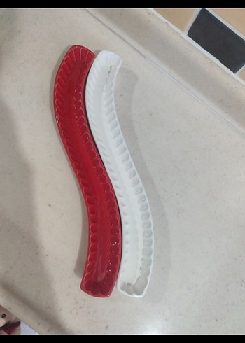 Kırmızı ve Beyaz cam Zeytin sunumluk - Görsel 2