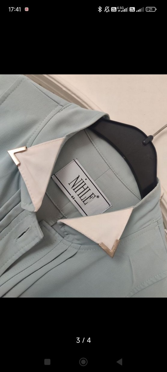 Kadın Yazlık Su Yeşili  Uzun Düğmeli Klasik Pardesü - Görsel 3