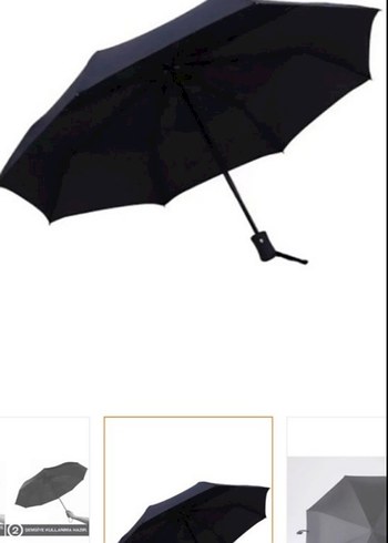 Püsküllü Siyah Kadın Şemsiye