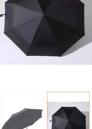  Beden siyah Renk Tam otomatik Siyah Pileli Minimalist Şemsiye