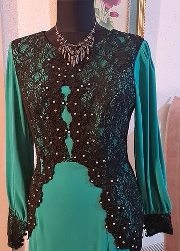 Güpürlü taşlı Abiye elbise 40 beden  - Görsel 2