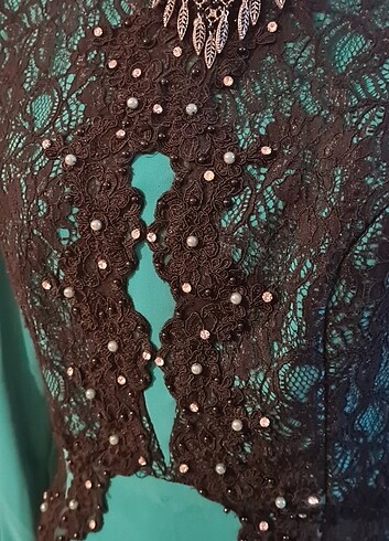 Güpürlü taşlı Abiye elbise 40 beden  - Görsel 4