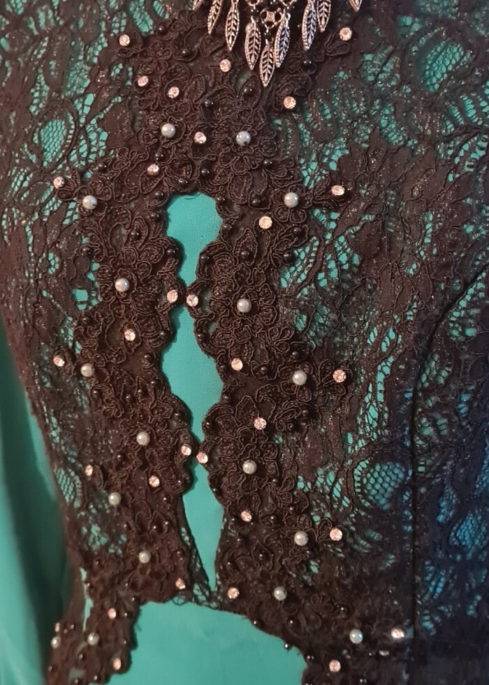 Güpürlü taşlı Abiye elbise 40 beden  - Görsel 4