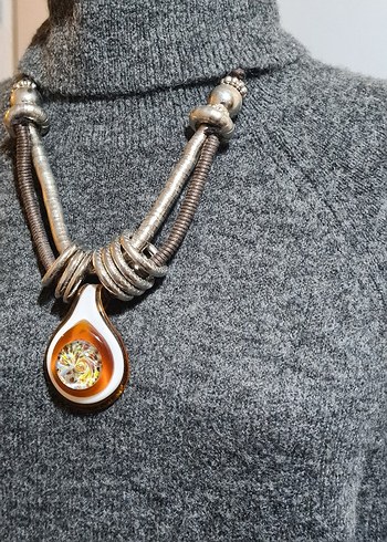 H&M Gri Yüksek Yakalı Uzun Örgü Kadın Kazak H&M