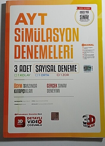3d Ayt simülasyon denemesi SAYISAL 