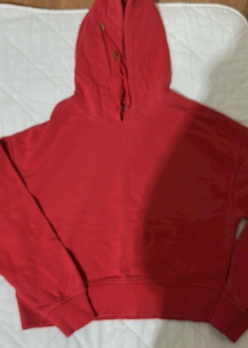 Kırmızı Kapüşonlu Kadın Sweatshirt