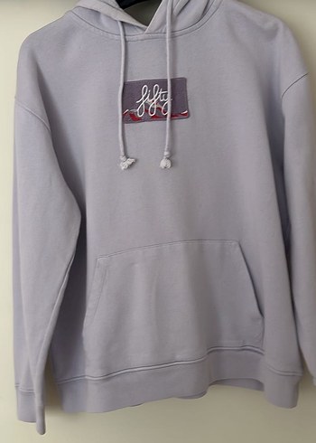 Lila Uzun Kollu Nakışlı Sweatshirt