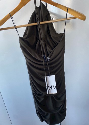 Zara Drapeli Hali Mini Kadın Gece Elbisesi