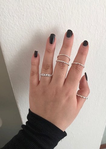Gri Minimalist Kadın Yüzük Seti