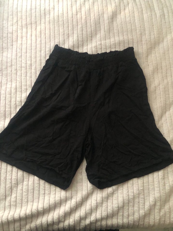 Siyah Midi Hamile Keten Şort - Görsel 2