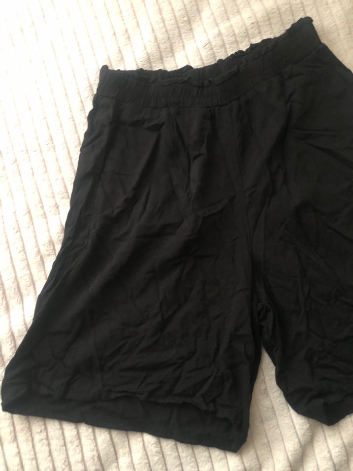 Siyah Midi Hamile Keten Şort - Görsel 4