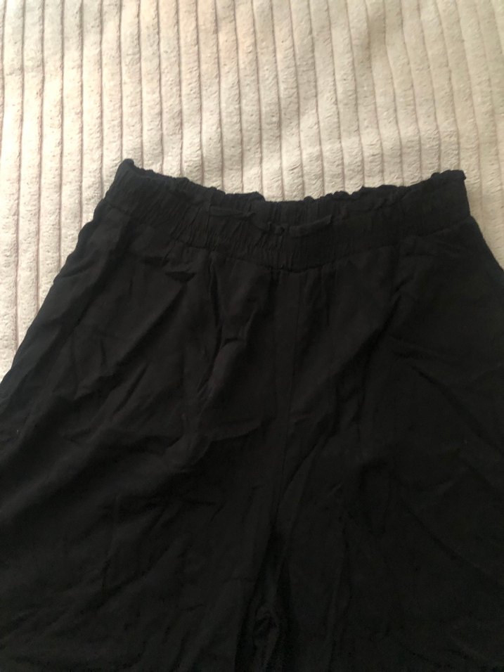 Siyah Midi Hamile Keten Şort - Görsel 3