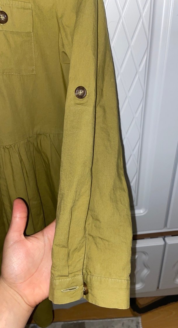 Uzun Kollu Keten Kız Elbisesi - Görsel 4