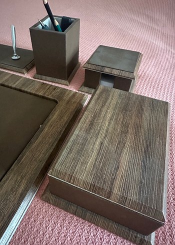 Koyu Kahverengi Ahşap Masaüstü Seti - Görsel 4