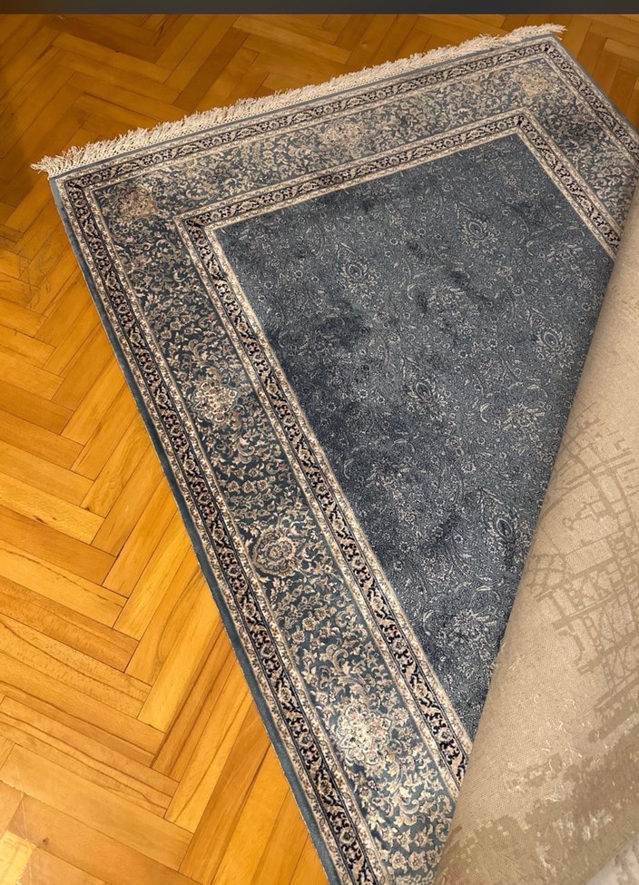 Mavi ve Gri Desenli Bambu İpeği Halı 290*390 cm. 11,3 m2 - Görsel 4