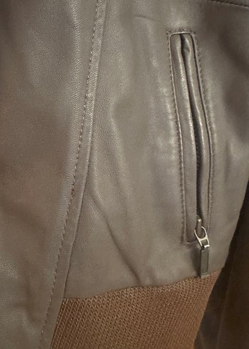 Vizon Deri Fermuarlı Kışlık Biker Ceket 40-42 beden - Görsel 6