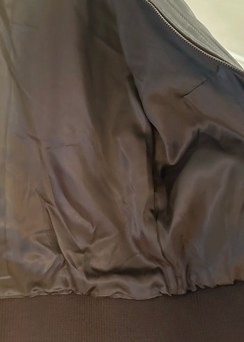 Vizon Deri Fermuarlı Kışlık Biker Ceket 40-42 beden - Görsel 5