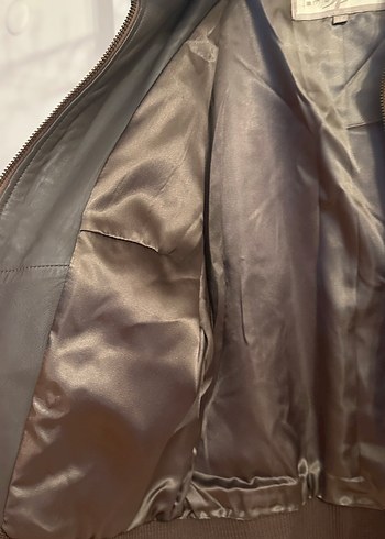 Vizon Deri Fermuarlı Kışlık Biker Ceket 40-42 beden - Görsel 4