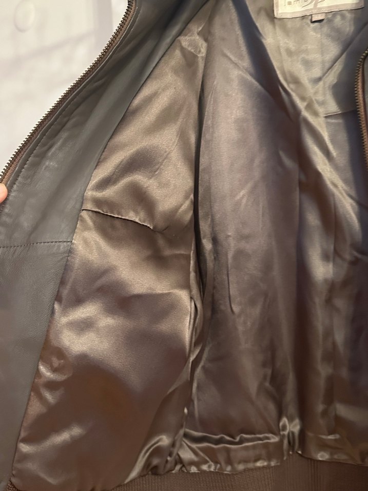 Vizon Deri Fermuarlı Kışlık Biker Ceket 40-42 beden - Görsel 4