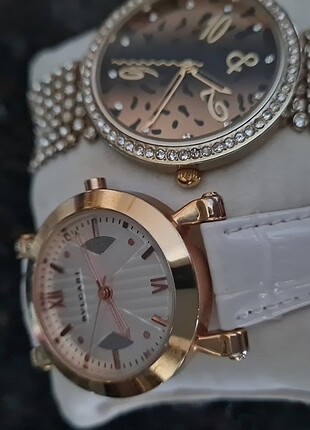 Bvlgari Bulgari marka beyaz hakiki deri kayıışlı saat ve Dolce Gabana z