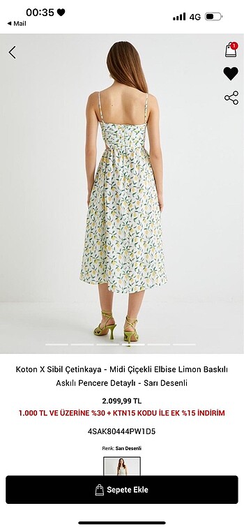 Zara Koton sibil çetinkaya elbise limon desenli etiketli