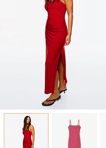 Bershka Kırmızı yırtmaçlı elbise