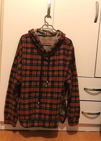 Ekose sweatshirt kapüşonlu 