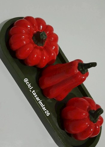 Renkli Kırmızı Kabak Figürleri - Görsel 2