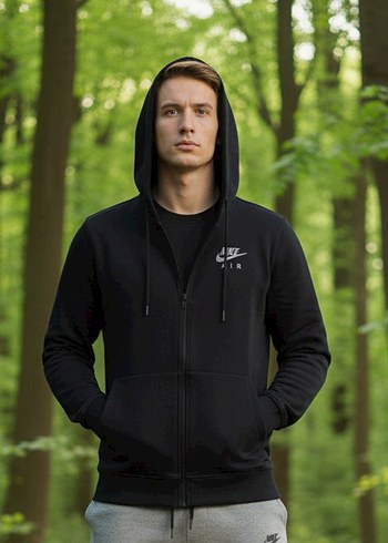#Nike Siyah Fermuarlı Erkek Sweatshirt