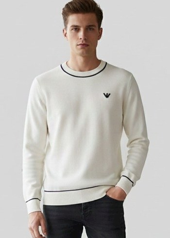 i#Emporiio Armani erkek beyaz yün kazak - Görsel 3