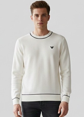 #Emporiio Armani erkek beyaz yün kazak - Görsel 2