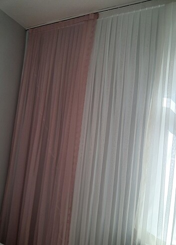 Pembe tül fon perde